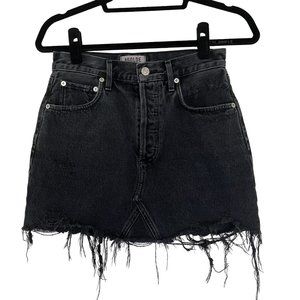 AGOLDE High Rise Denim Mini Skirt - Black - Size 25